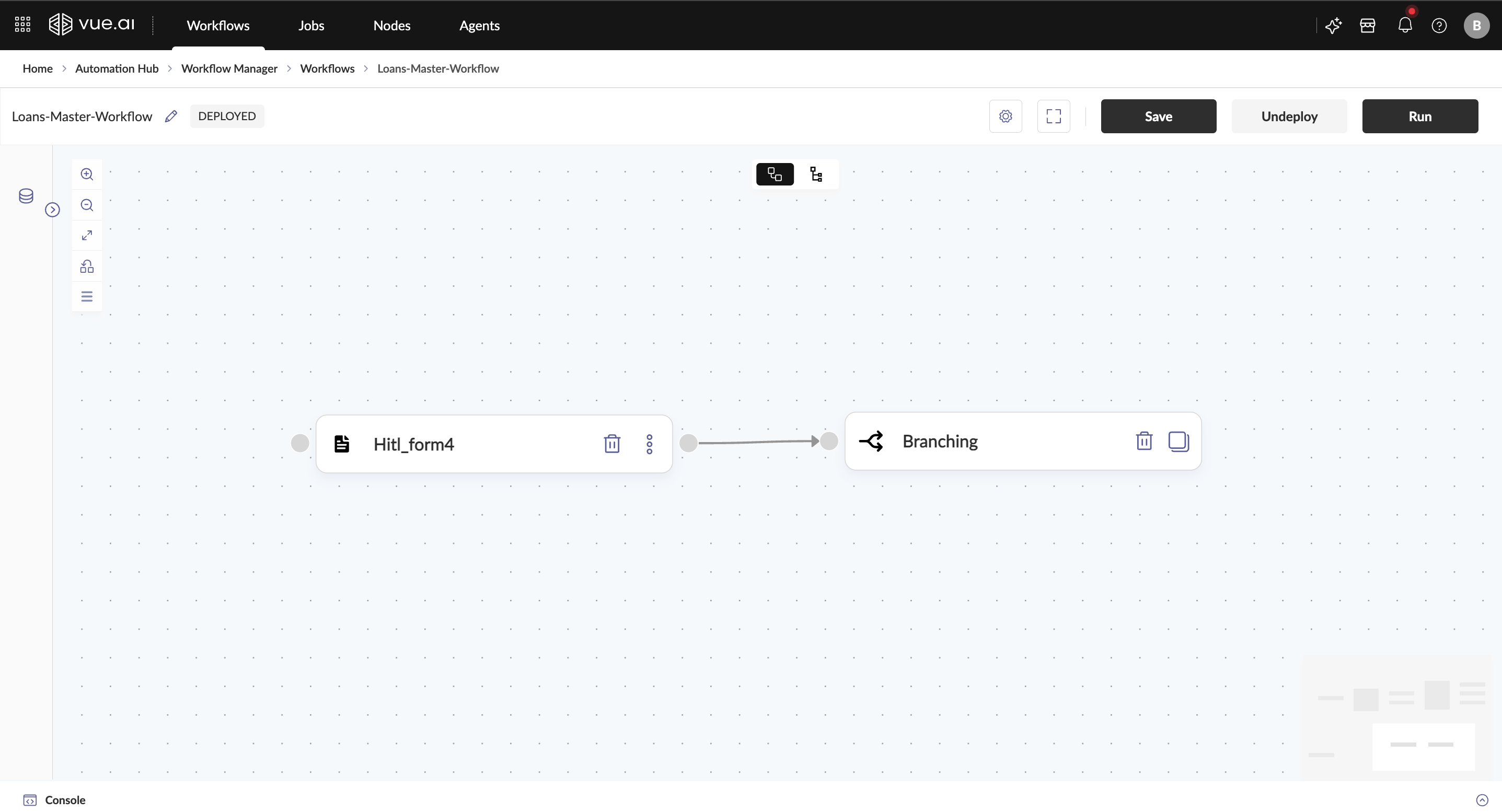Branching Node in Workflow Canvas