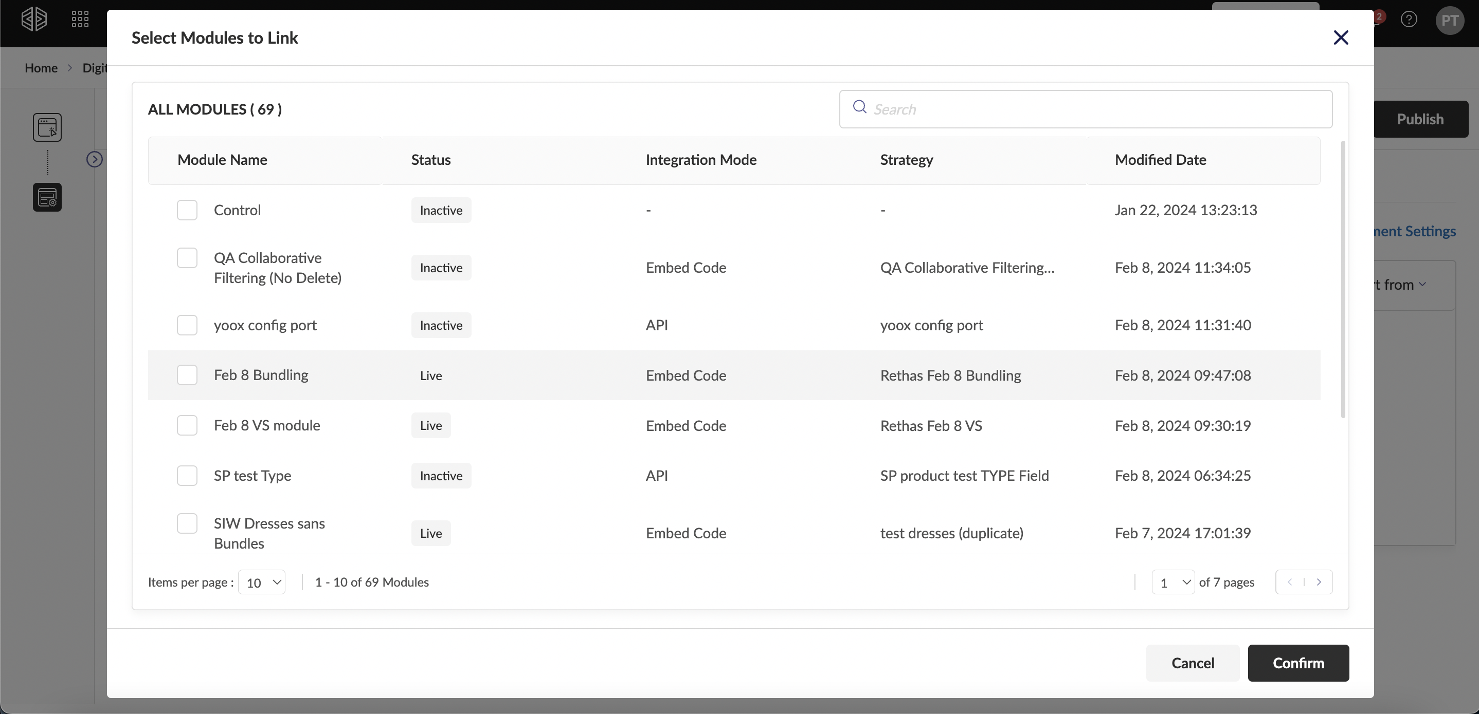 Link Module to Placement