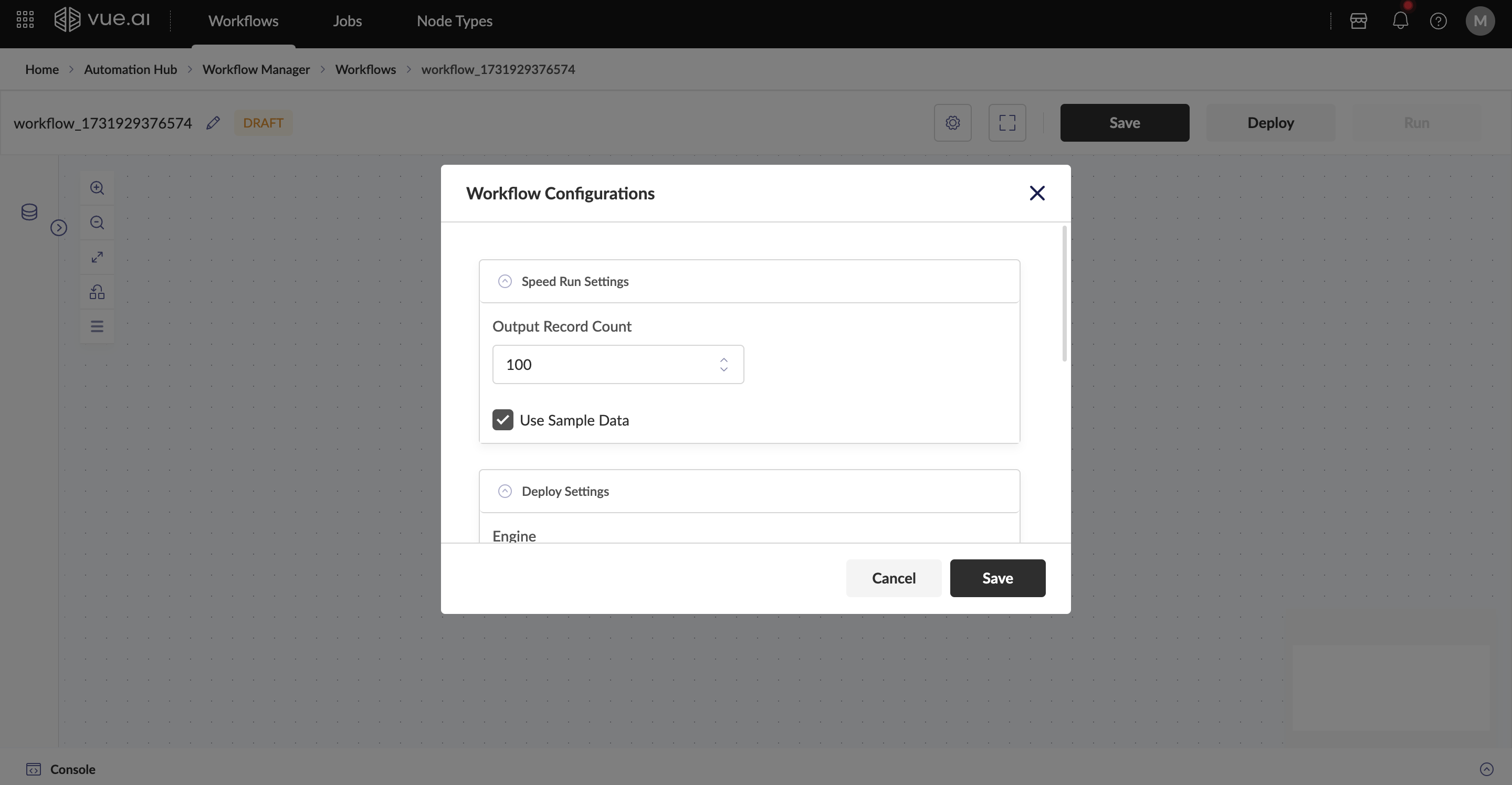 Workflow Configurations Settings Screen
