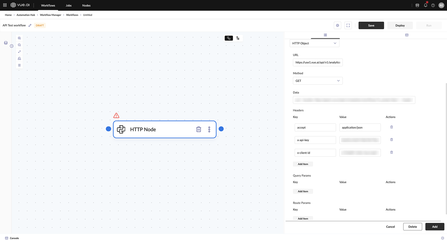 HTTP Node - Adding API Request fields by using HTTP Objects dropdown