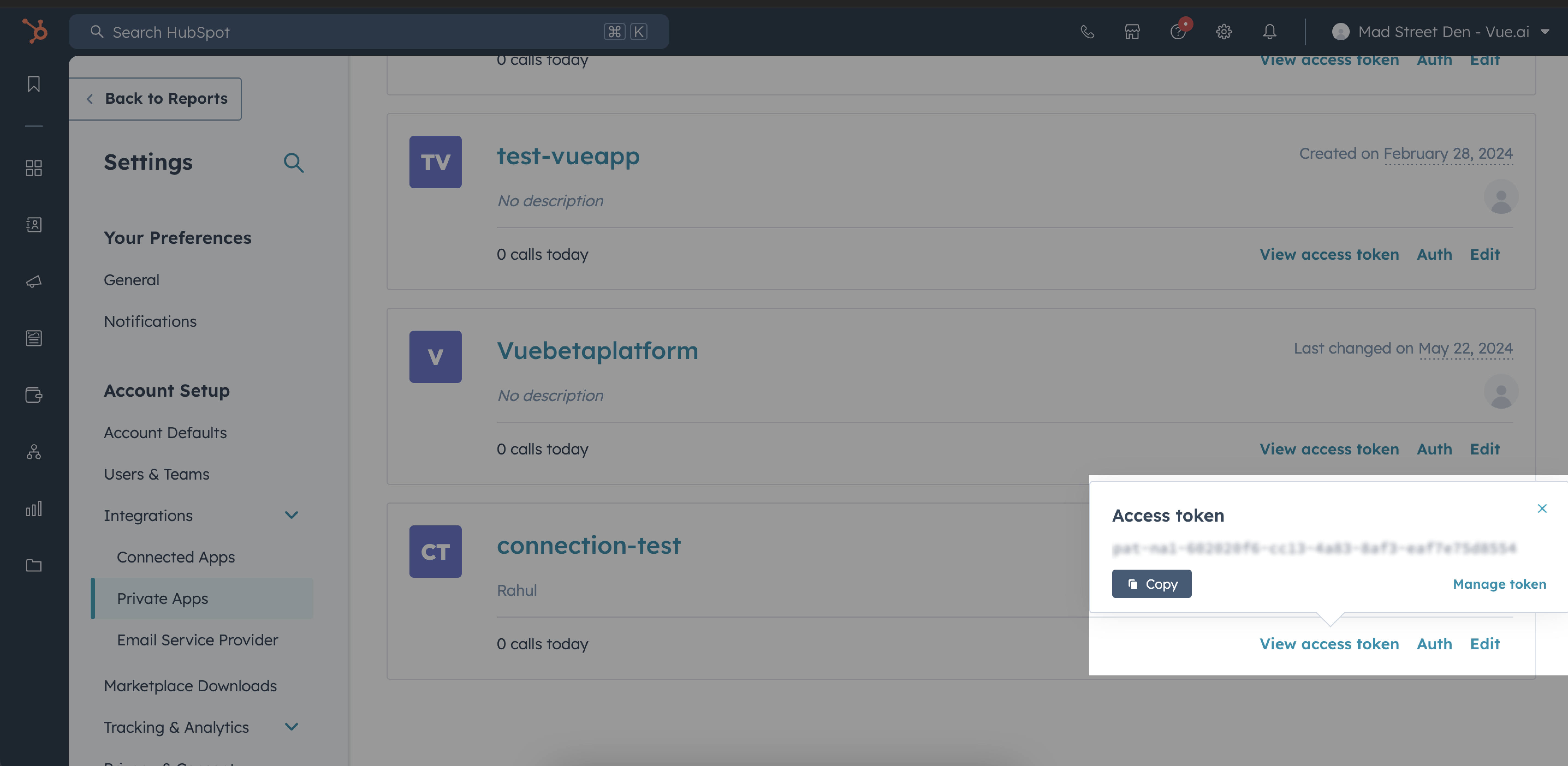 Private App Access Token