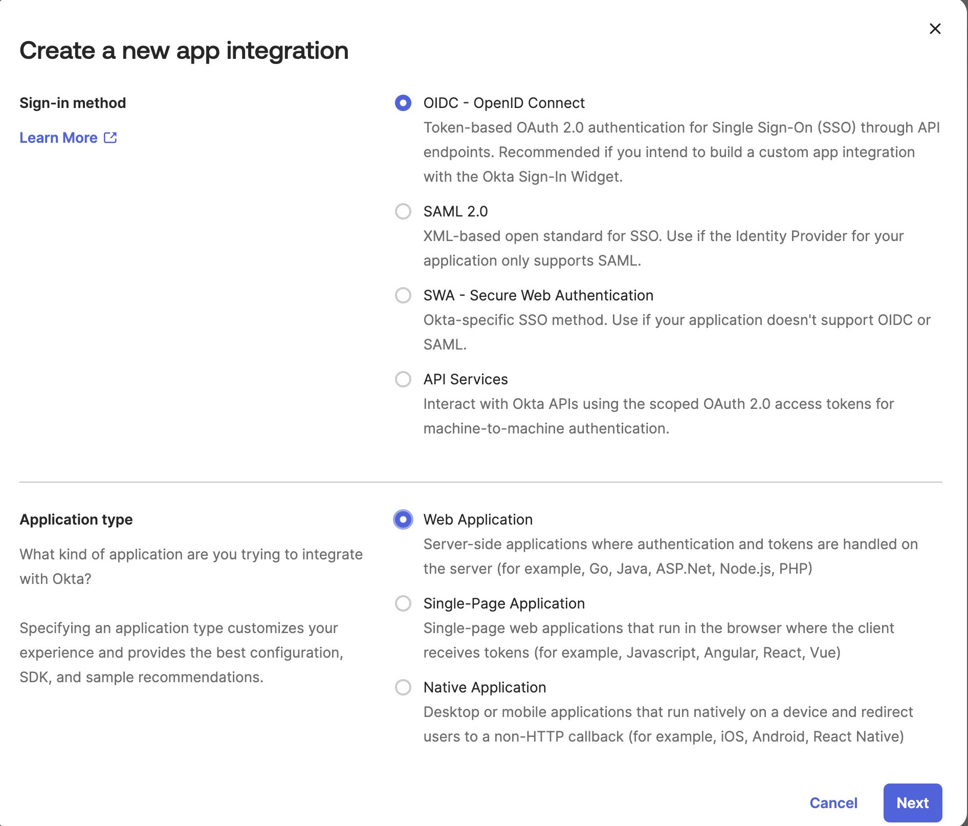 Create New Application