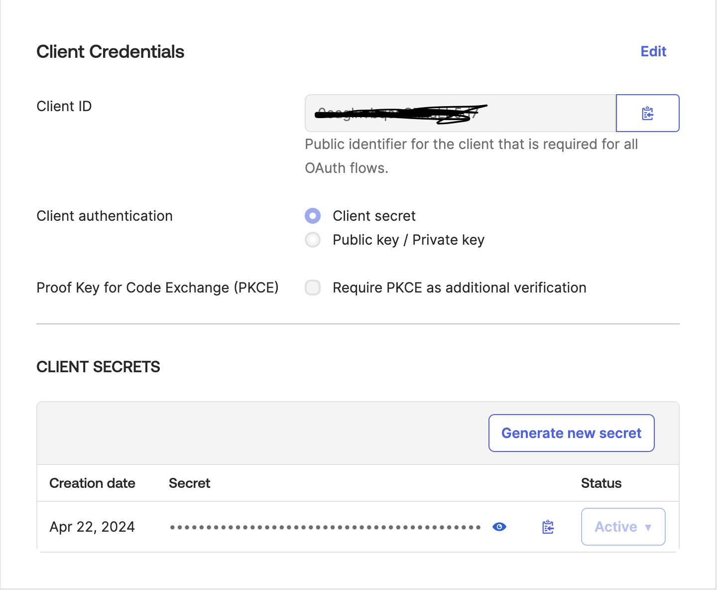Client ID and Secret