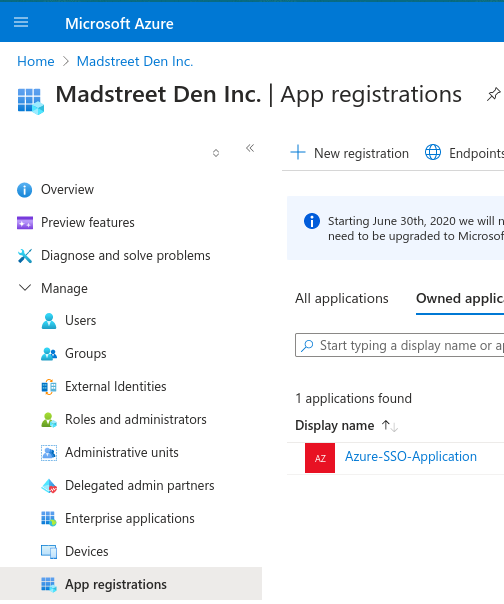 Navigate to Microsoft Registered App