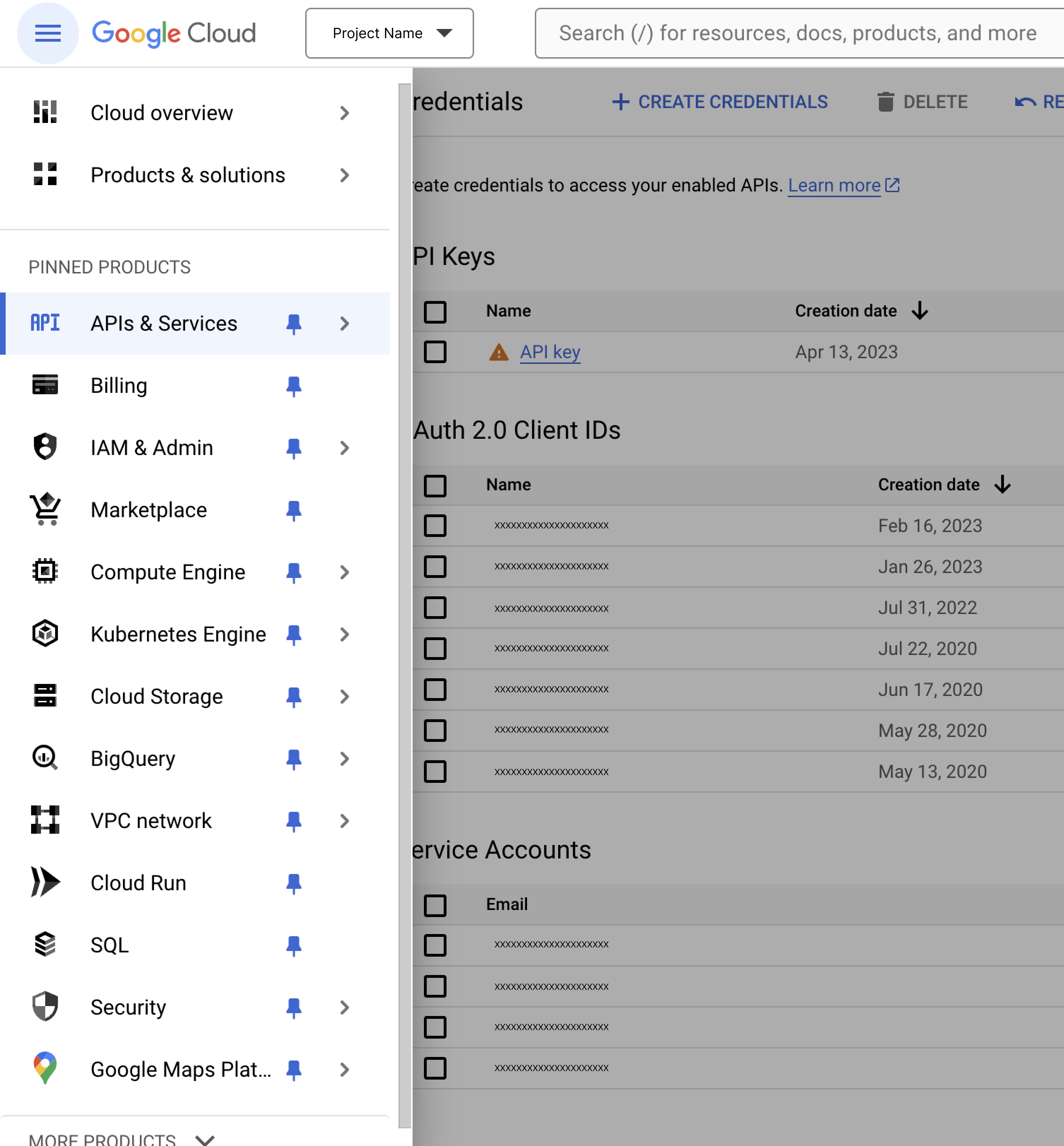 Navigate to APIs & Services