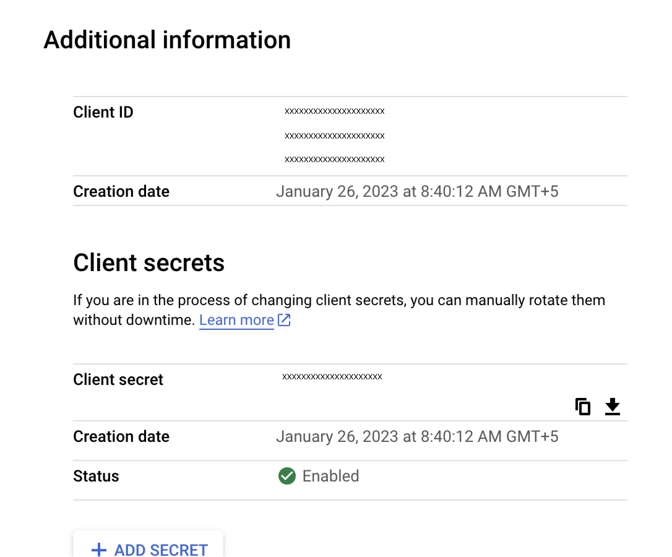 Copy Client ID and Secret