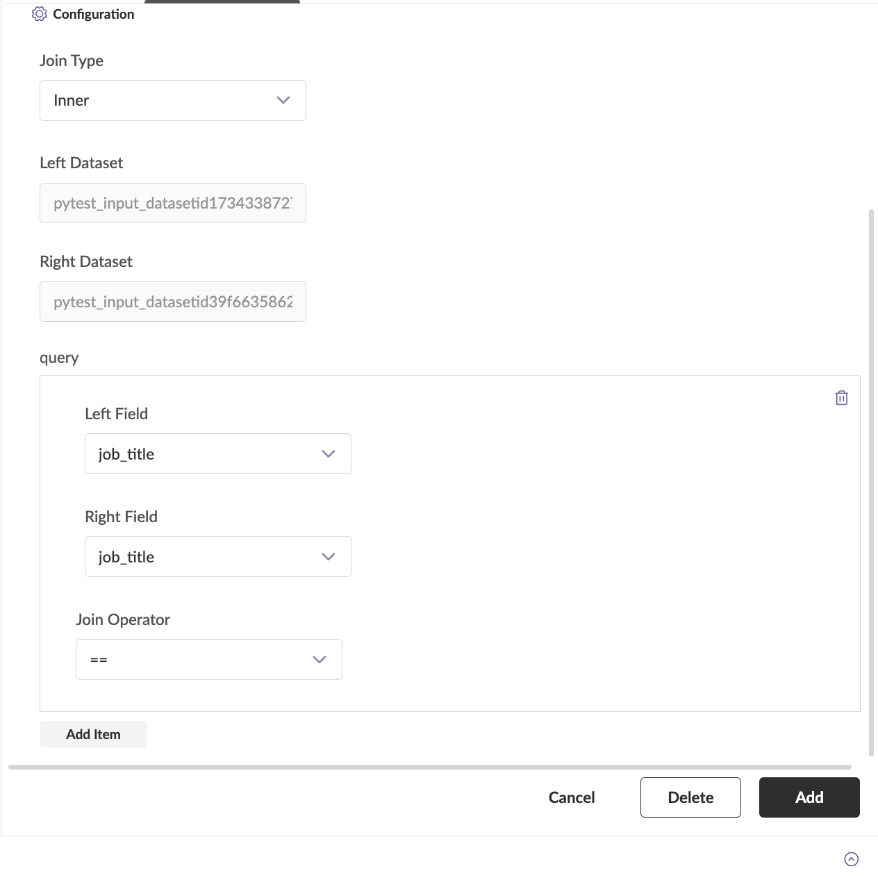 Join Node Configurations