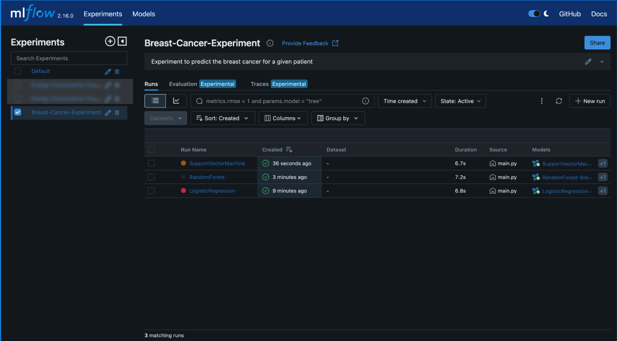 MLflow UI