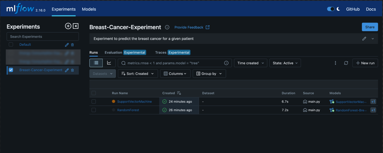 MLflow UI