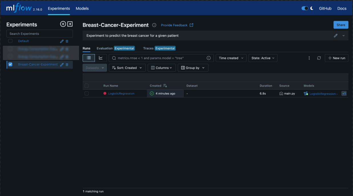 MLflow UI