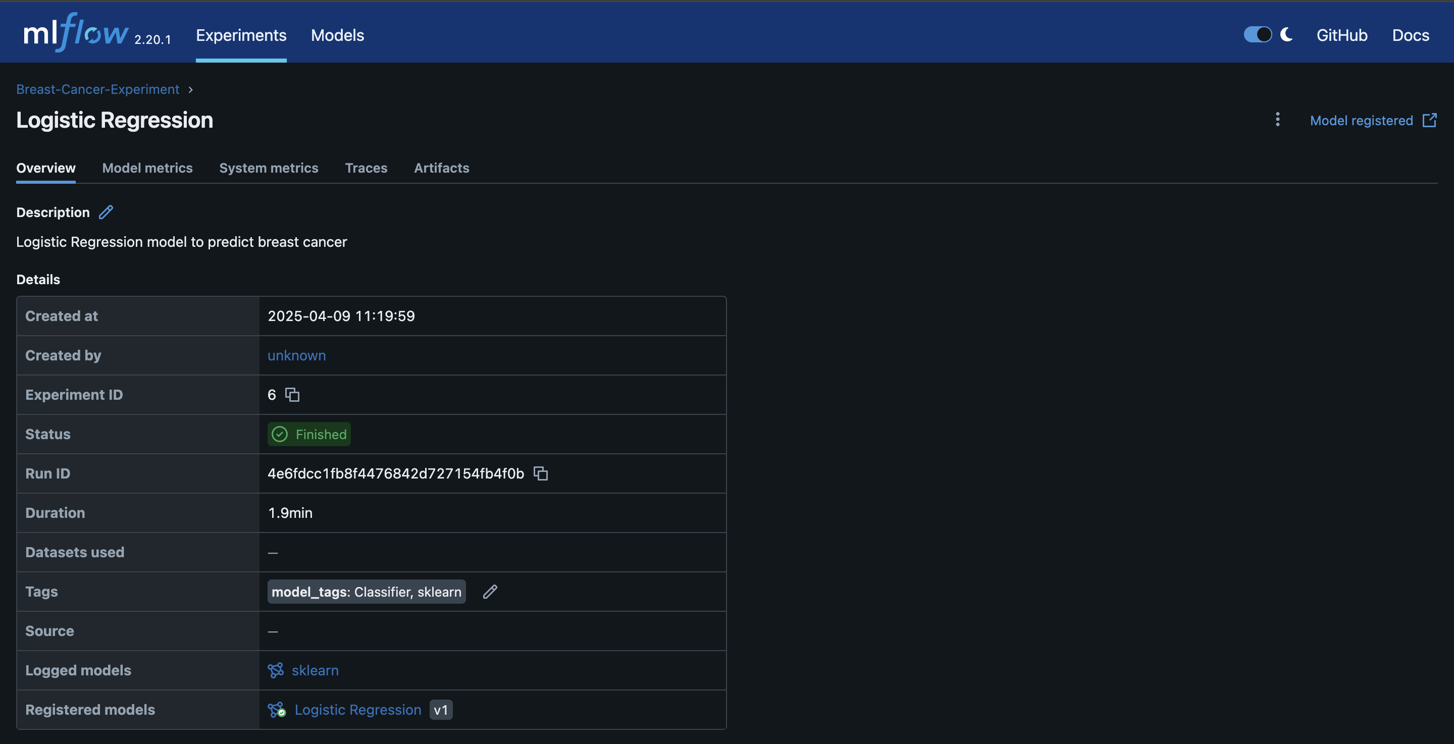 MLflow UI
