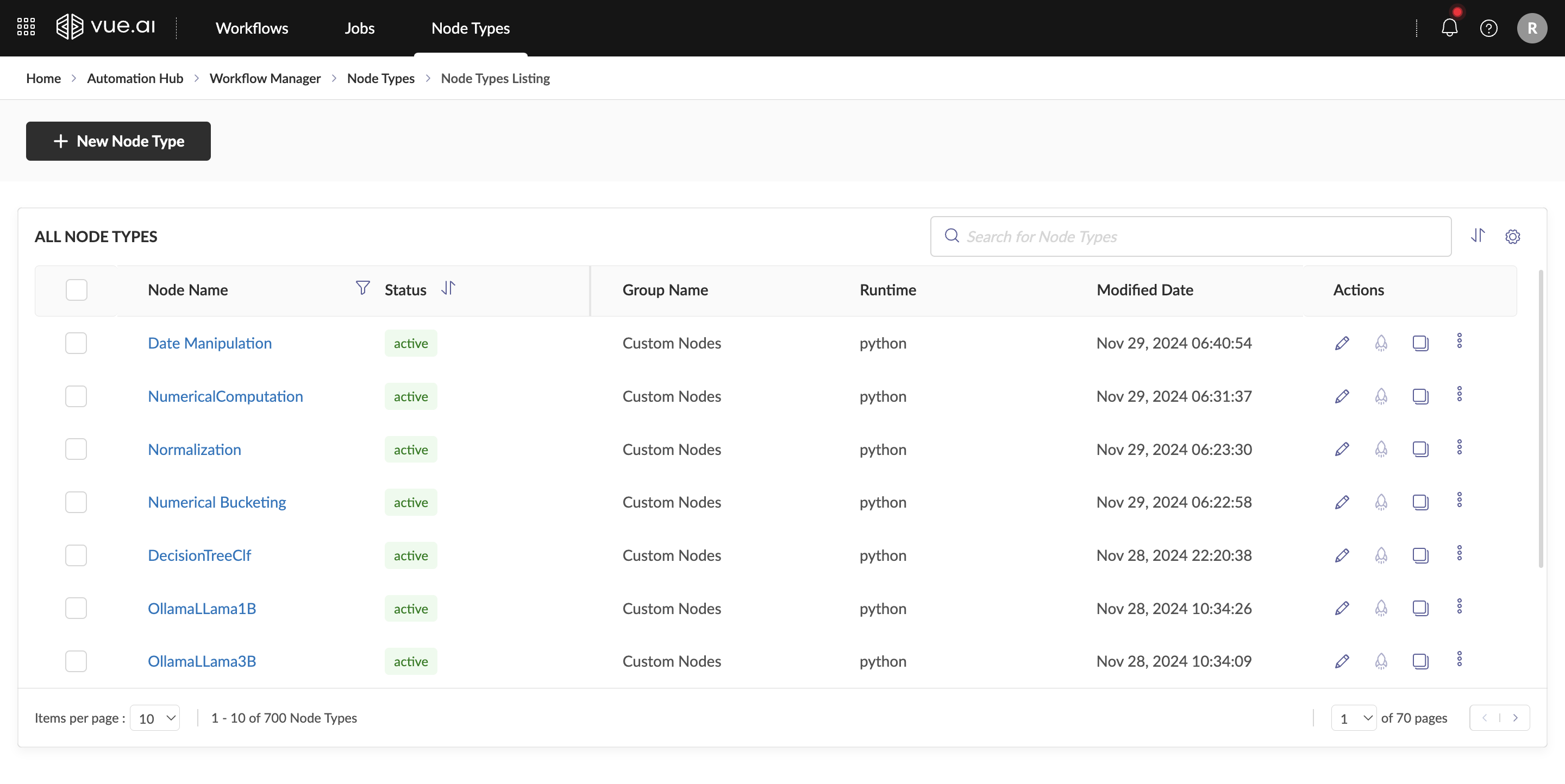 Node Types Listing
