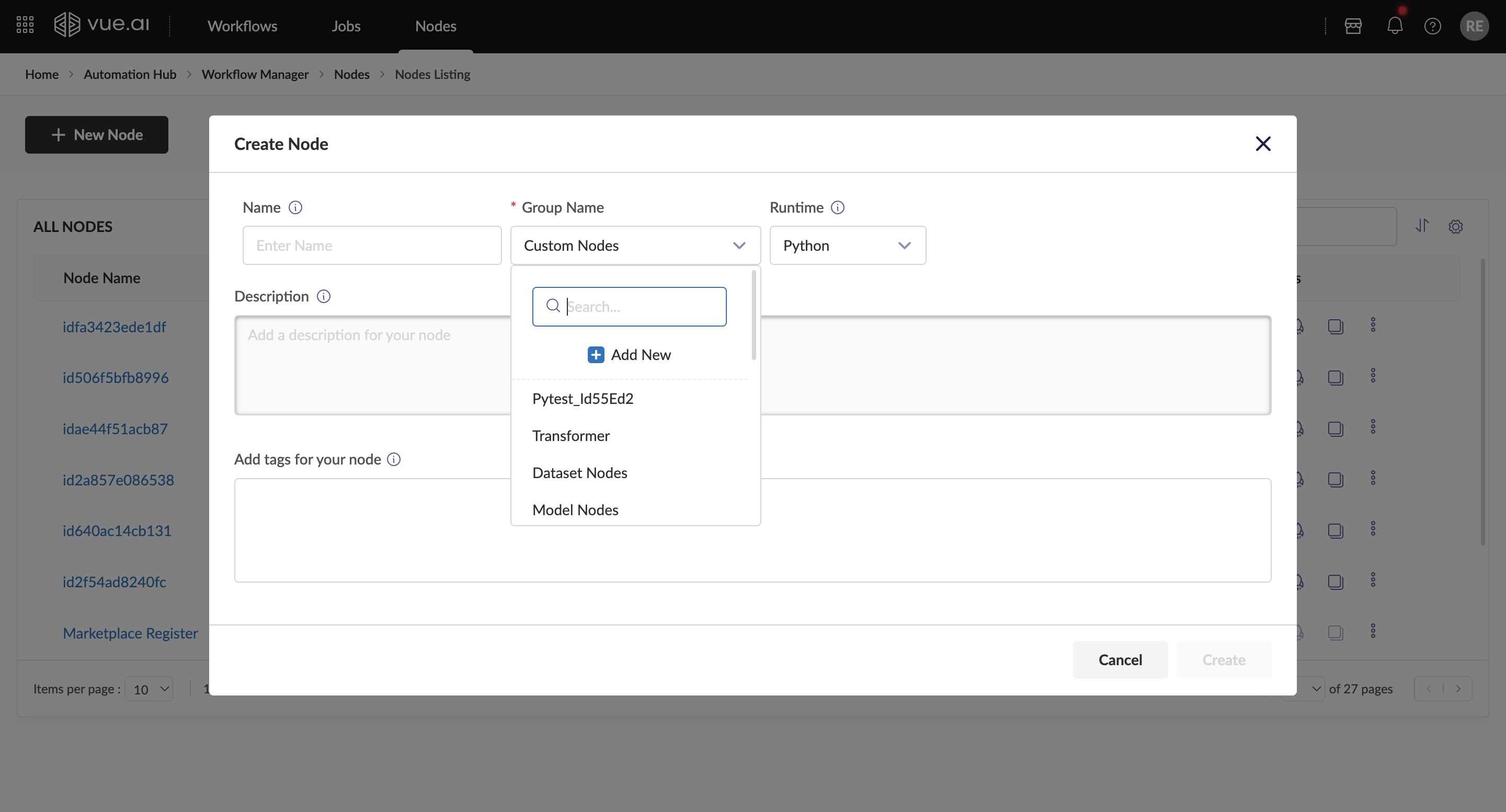 Creating a New Node