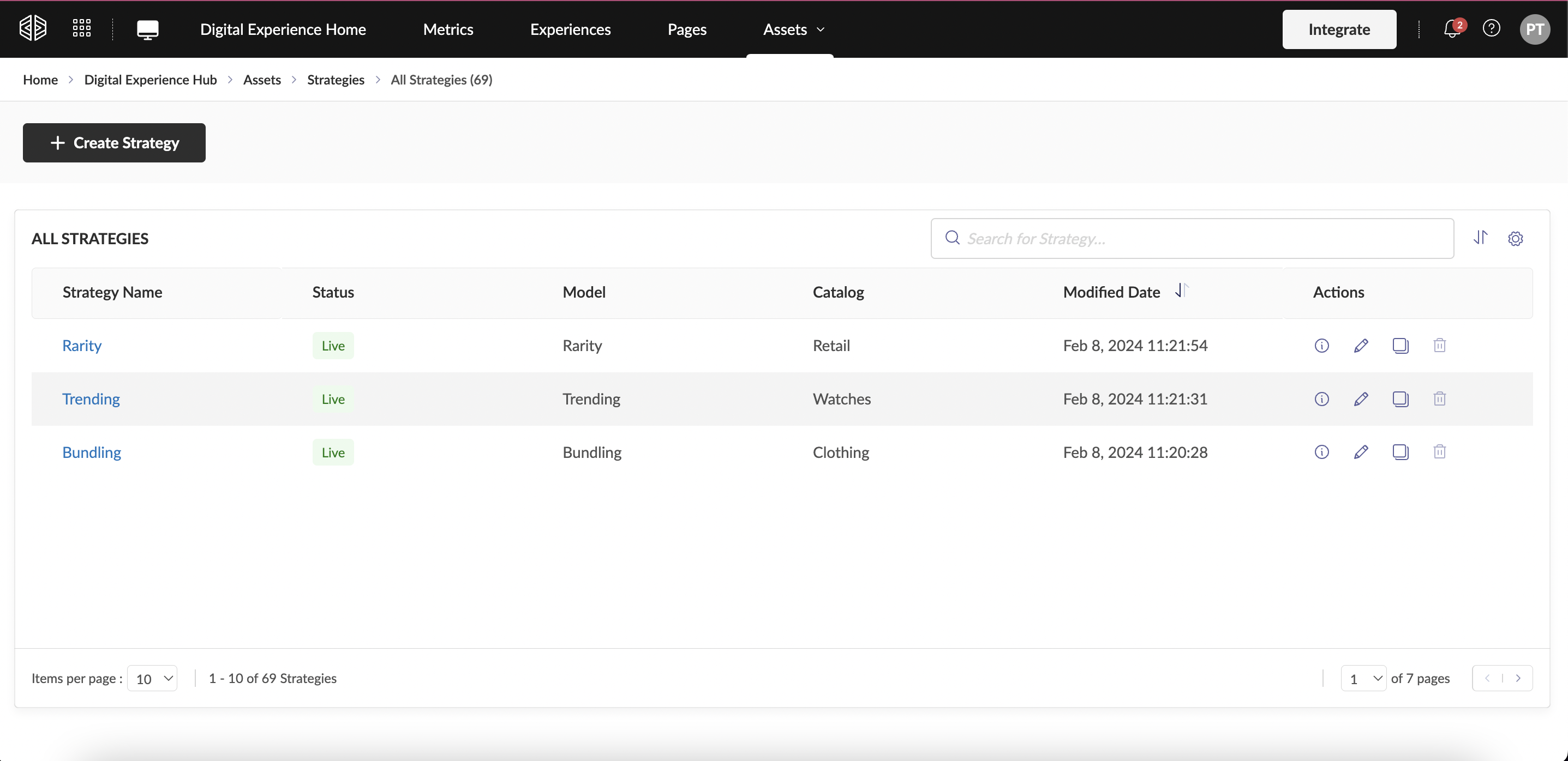 Strategy Listing