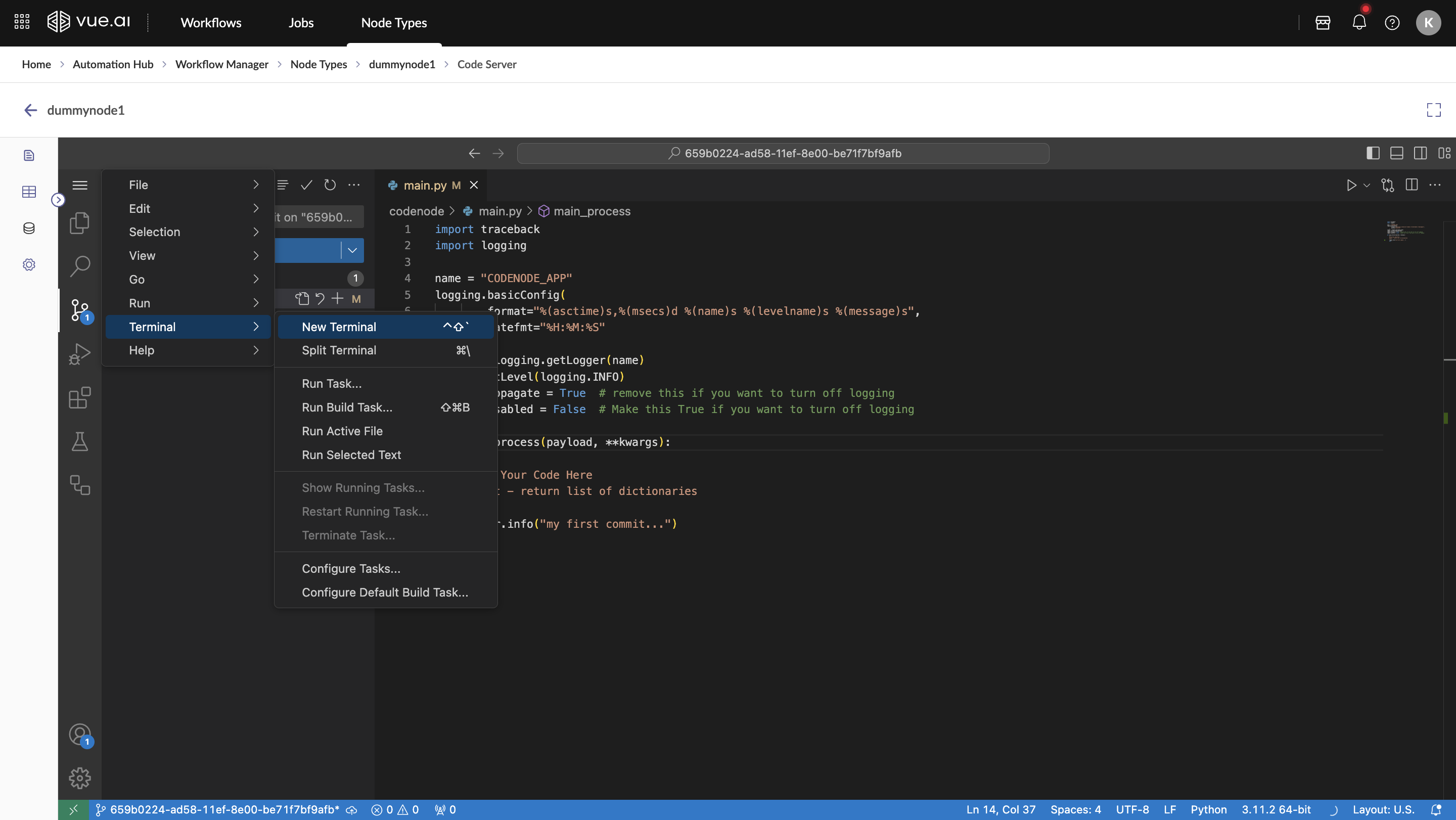 Accessing Terminal from Code Server
