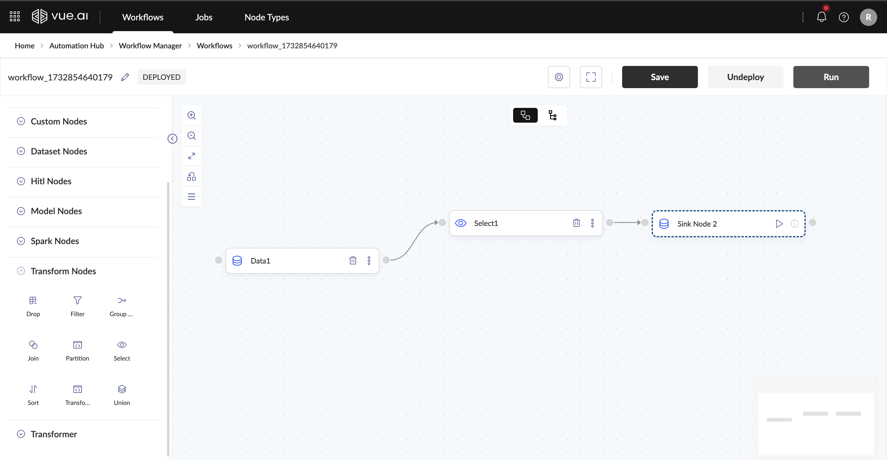 Connected Transform Node Workflow